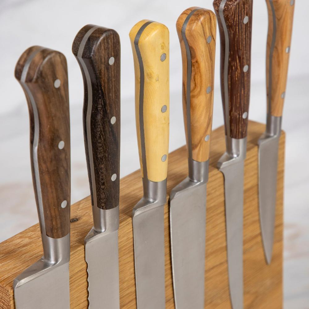 Be Home Laguiole En Aubrac Kitchen Knives With Oak Block Set Of 6 Mixed Wood