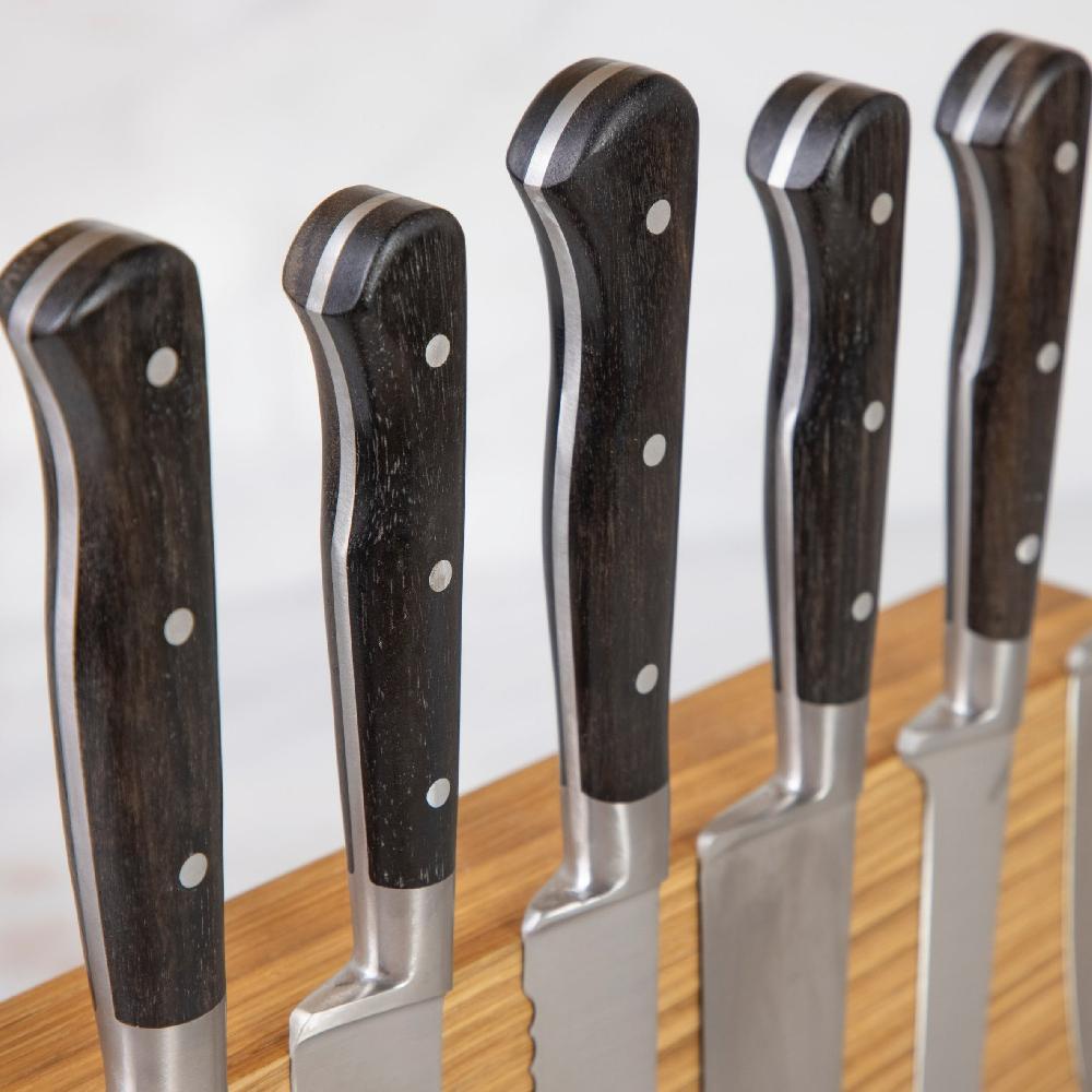 Be Home Laguiole En Aubrac Kitchen Knives With Oak Block Set Of 6 Ebony