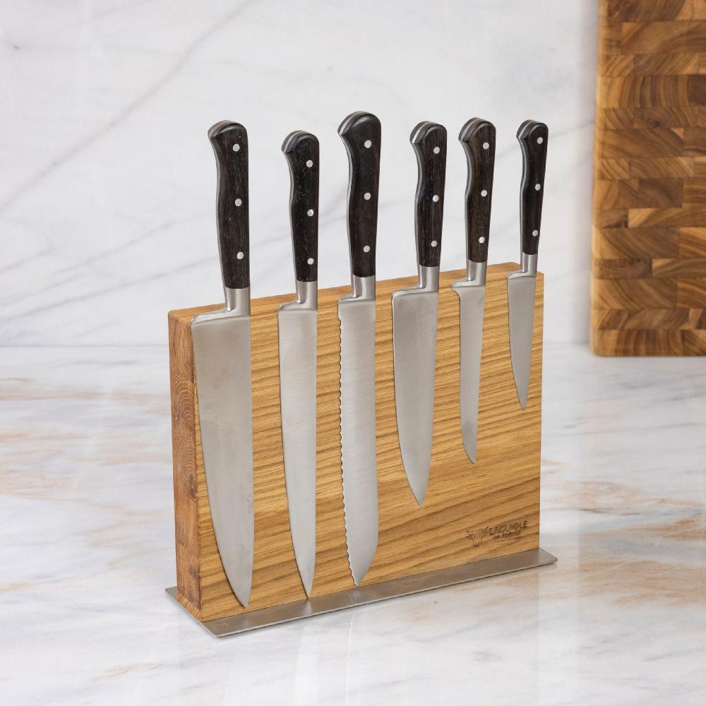 be home Laguiole en Aubrac Kitchen Knives with Oak Block Set of 6 Ebony