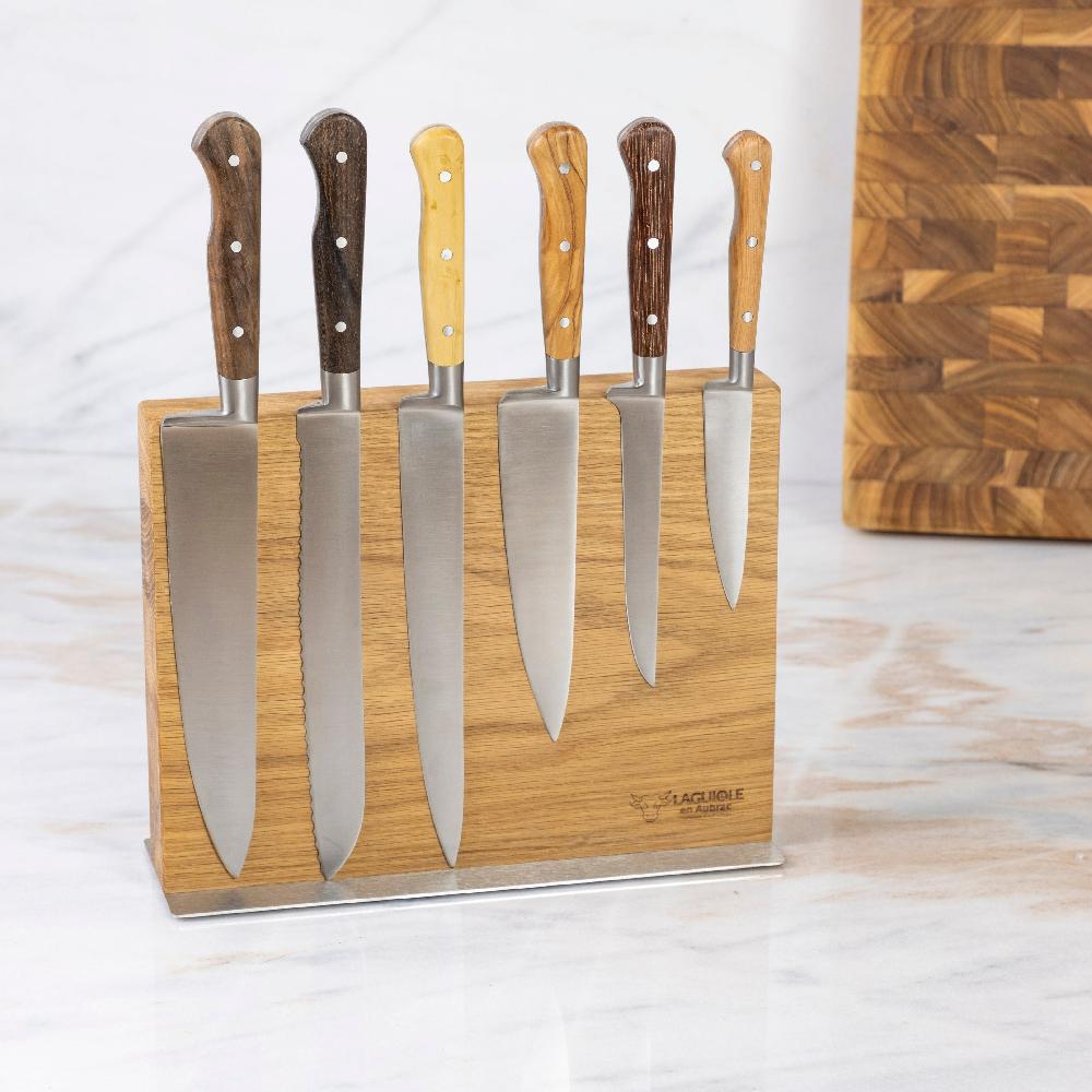 be home Laguiole en Aubrac Kitchen Knives with Oak Block Set of 6 Mixed Wood