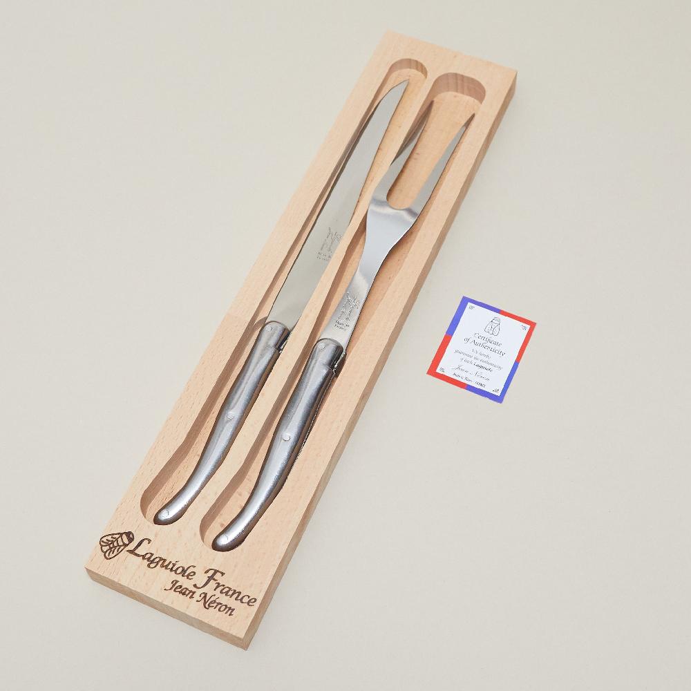 Be Home Laguiole Platine Carving Set Stainless Steel In Wooden Box