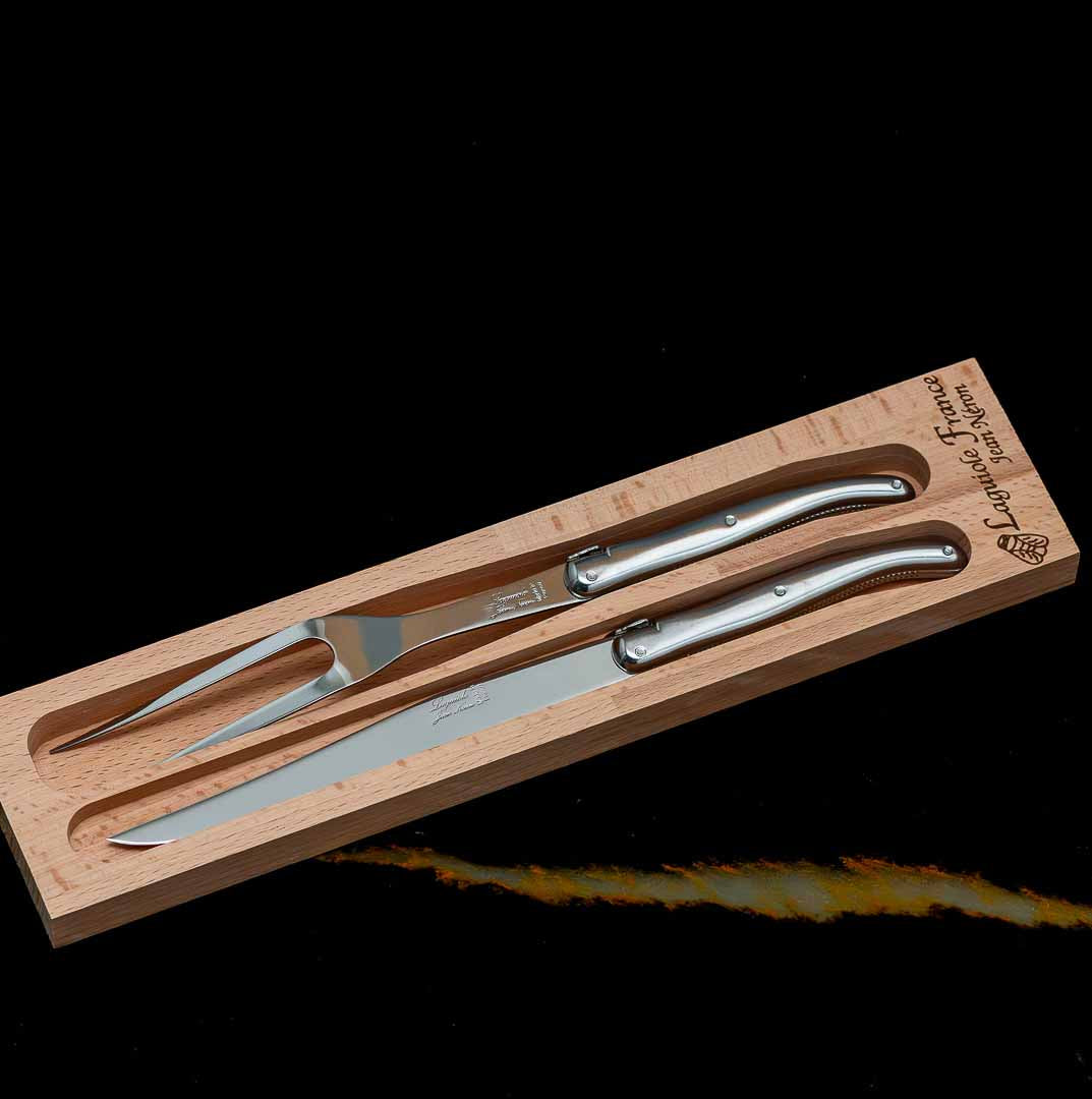 be home Laguiole Platine Carving Set Stainless Steel in wooden box