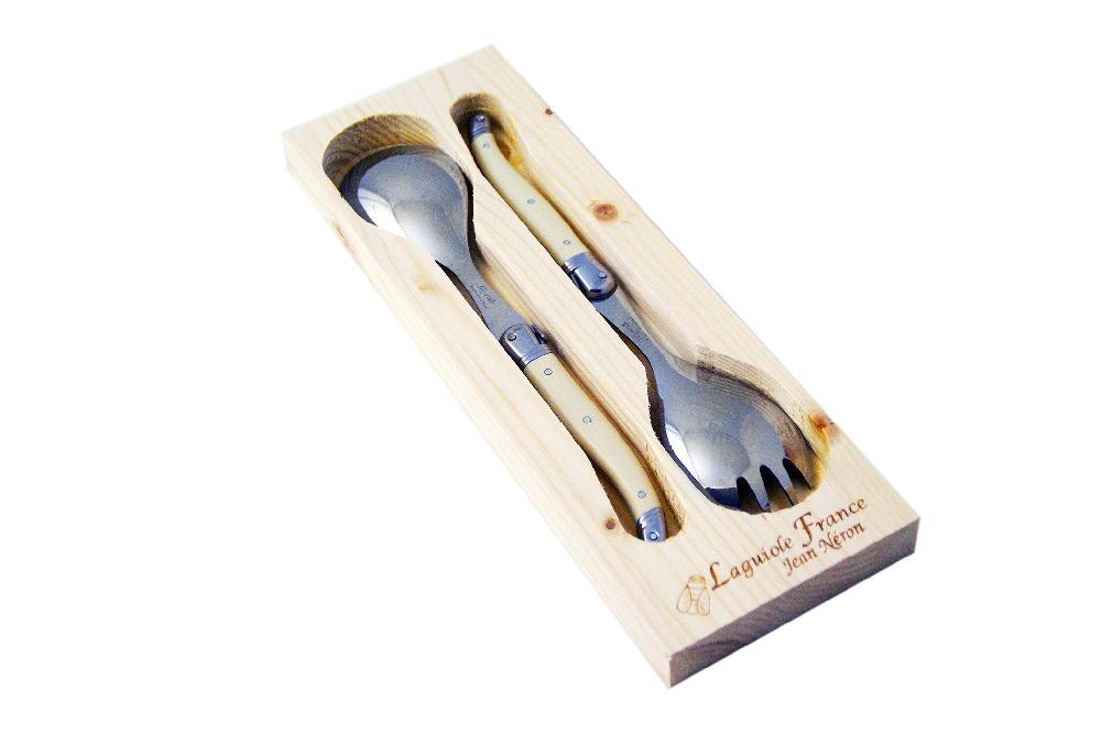 Be Home Laguiole Salad Serving Set Ivory In Wooden Box