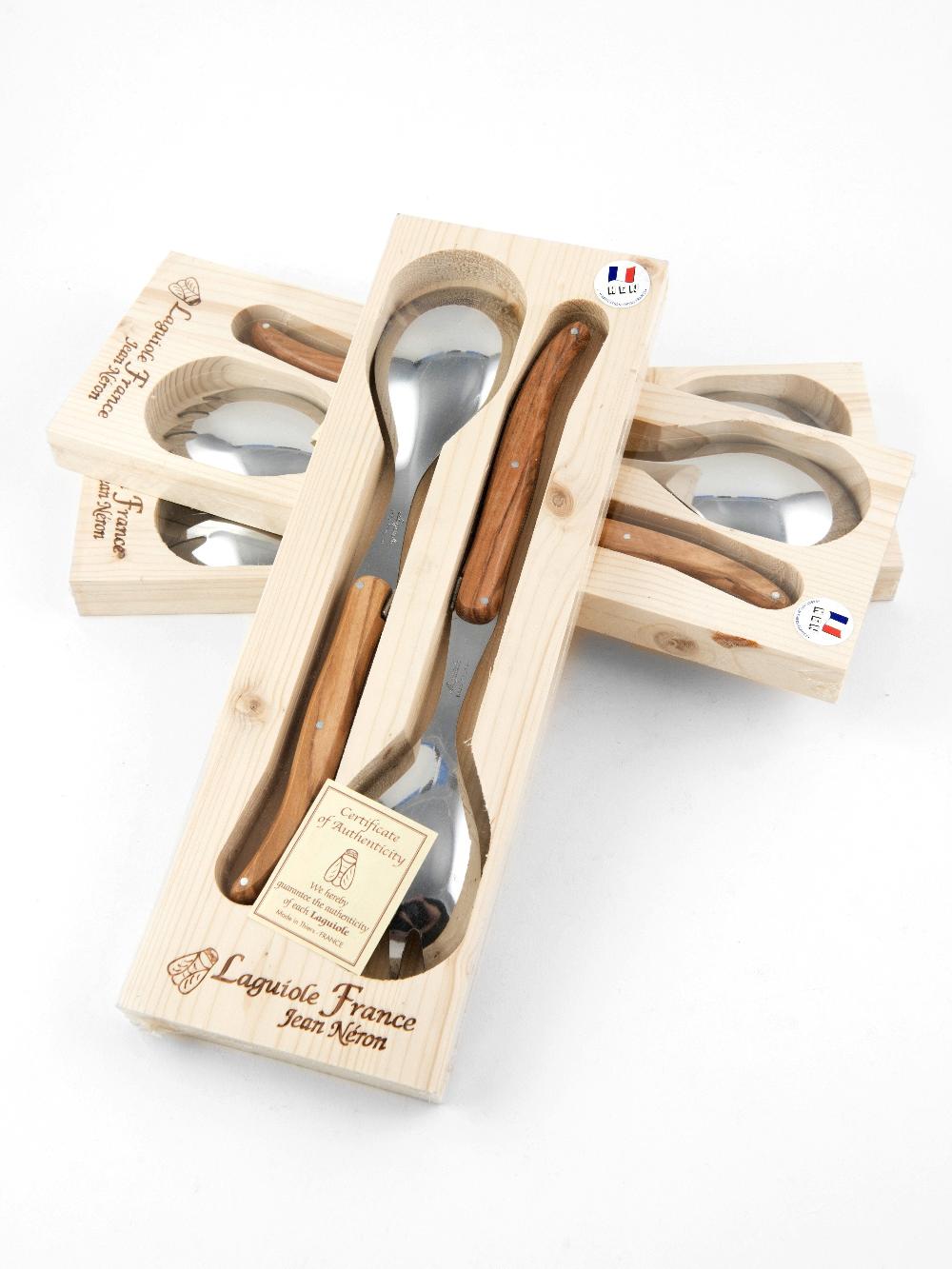 Be Home Laguiole Salad Serving Set Olivewood In Wooden Box