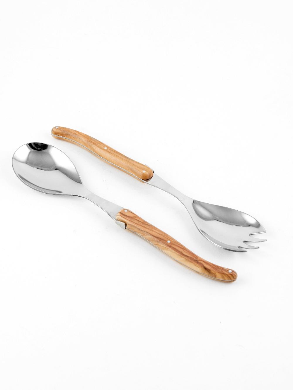 Be Home Laguiole Salad Serving Set Olivewood In Wooden Box