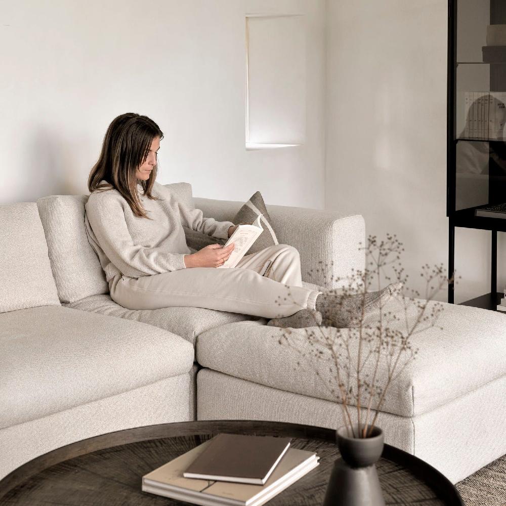 be home Mellow End Seater With Left Arm Eco Fabric Sofa Off White