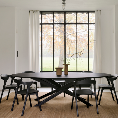 be home Mikado Dining Table Varnished Oak Black Oval