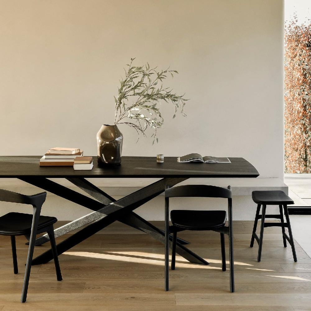 be home Mikado Dining Table Varnished Oak Black Rectangular