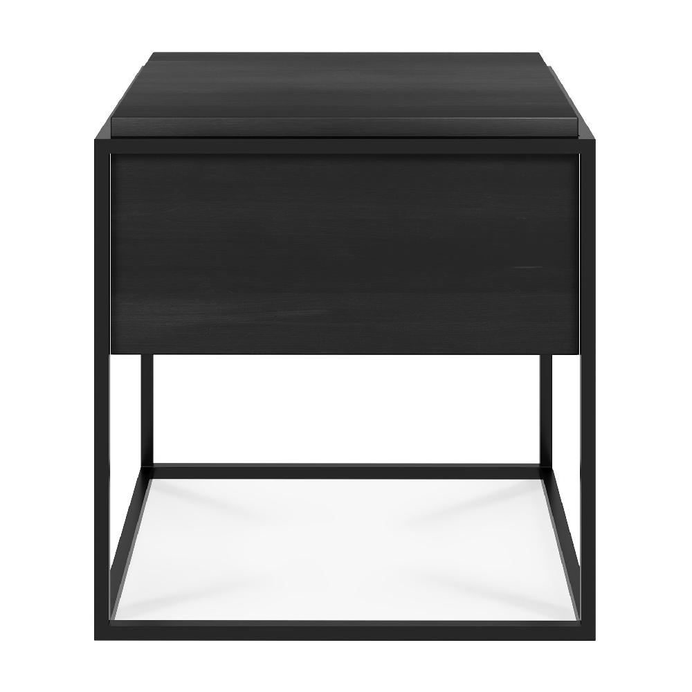 Be Home Monolit Solid Black Oak Bedside Table With Black Metal