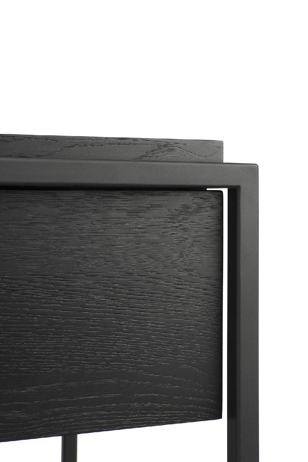 Be Home Monolit Solid Black Oak Bedside Table With Black Metal