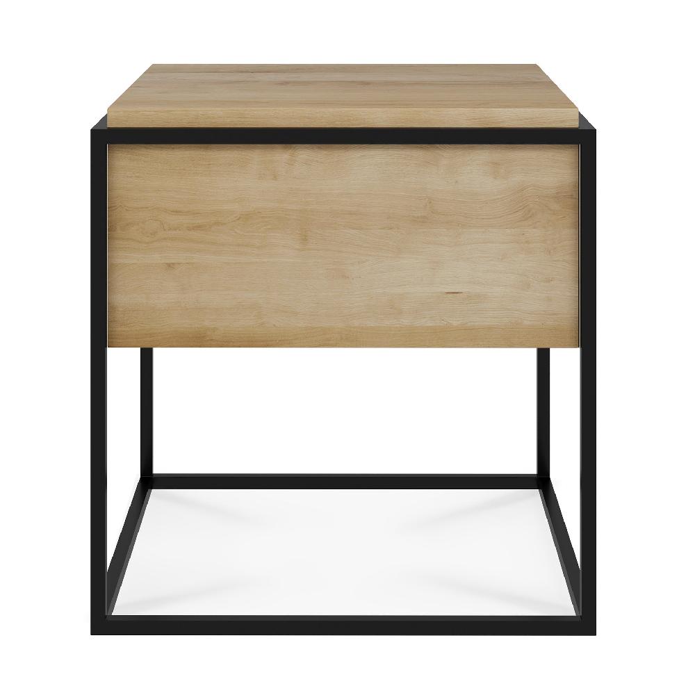 Be Home Monolit Solid Oak Bedside Table With Black Metal