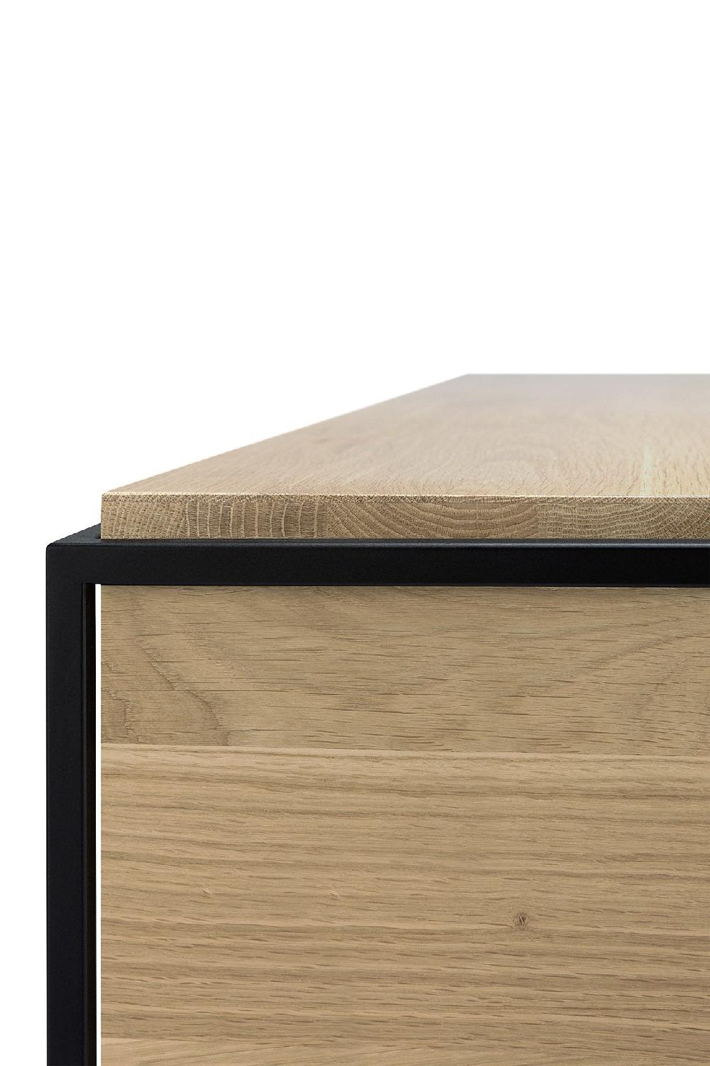 Be Home Monolit Solid Oak Bedside Table With Black Metal