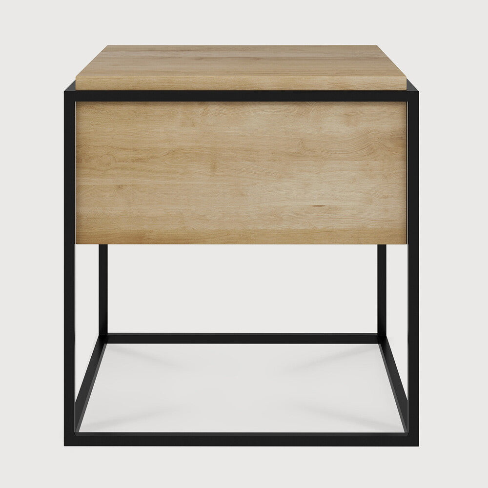 be home Monolit Solid Oak Bedside Table with Black Metal
