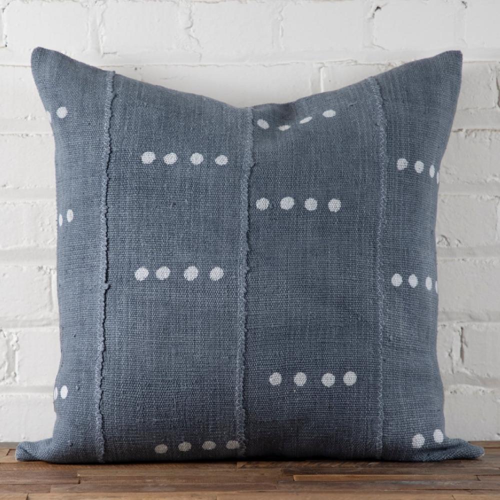 be home Mud Cloth Square Pillow Blue / Grey with Dots