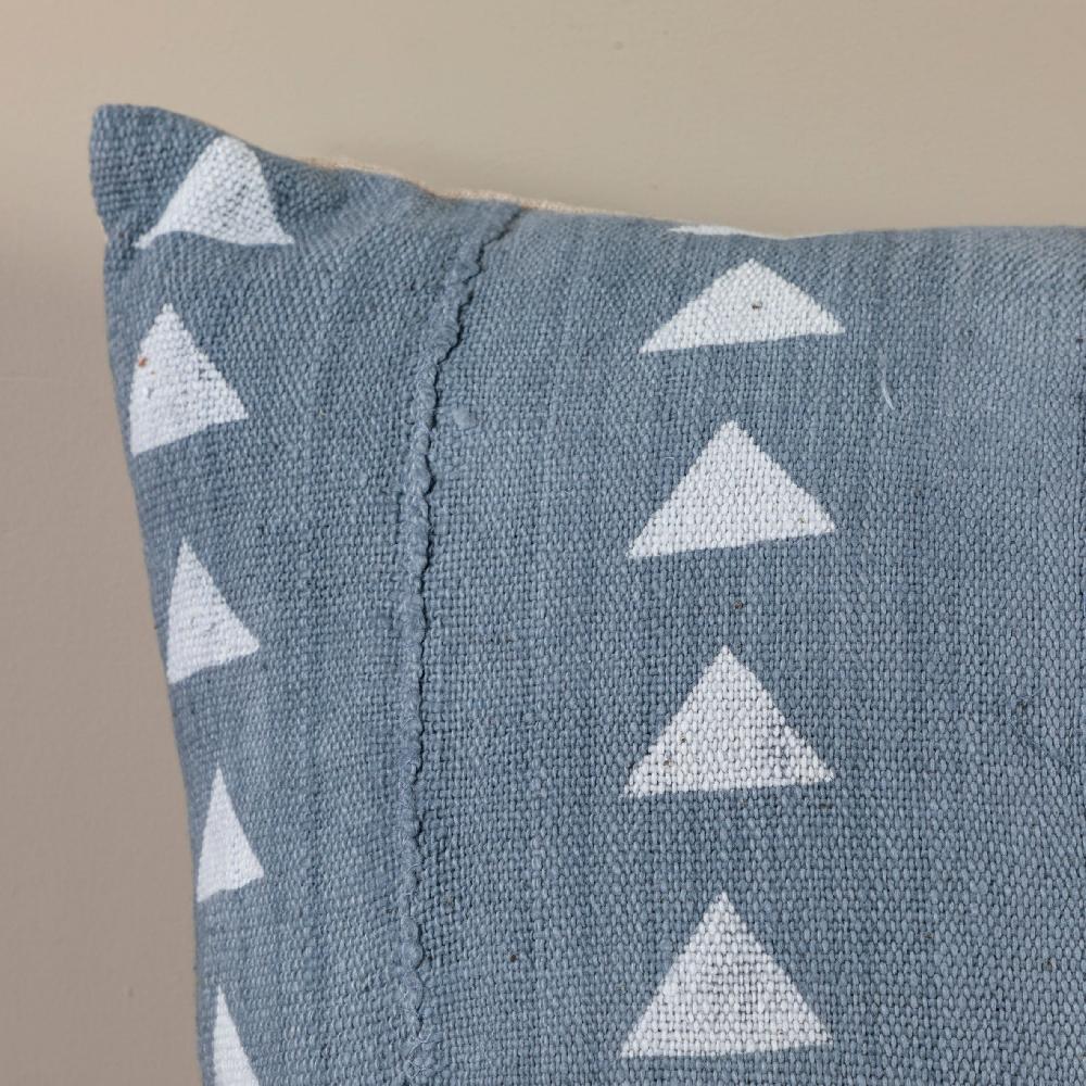 Be Home Mud Cloth Square Pillow Blue / Grey With Triangles