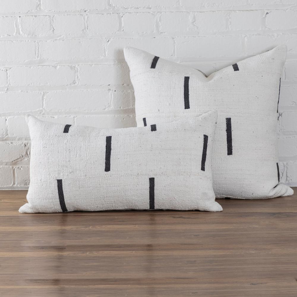 Be Home Mud Cloth Square Pillow White With Black Dashes