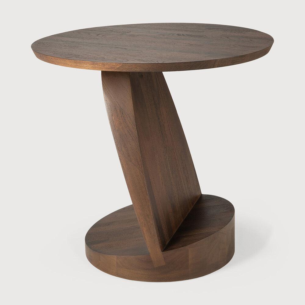 Be Home Oblic Side Table Varnished Teak Brown Round