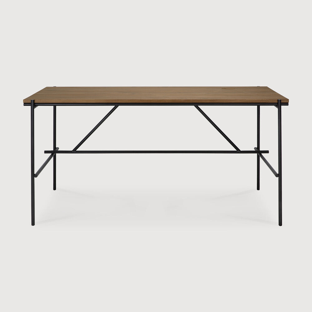 Be Home Oscar Desk - Teak - Rectangular - With Cable Management