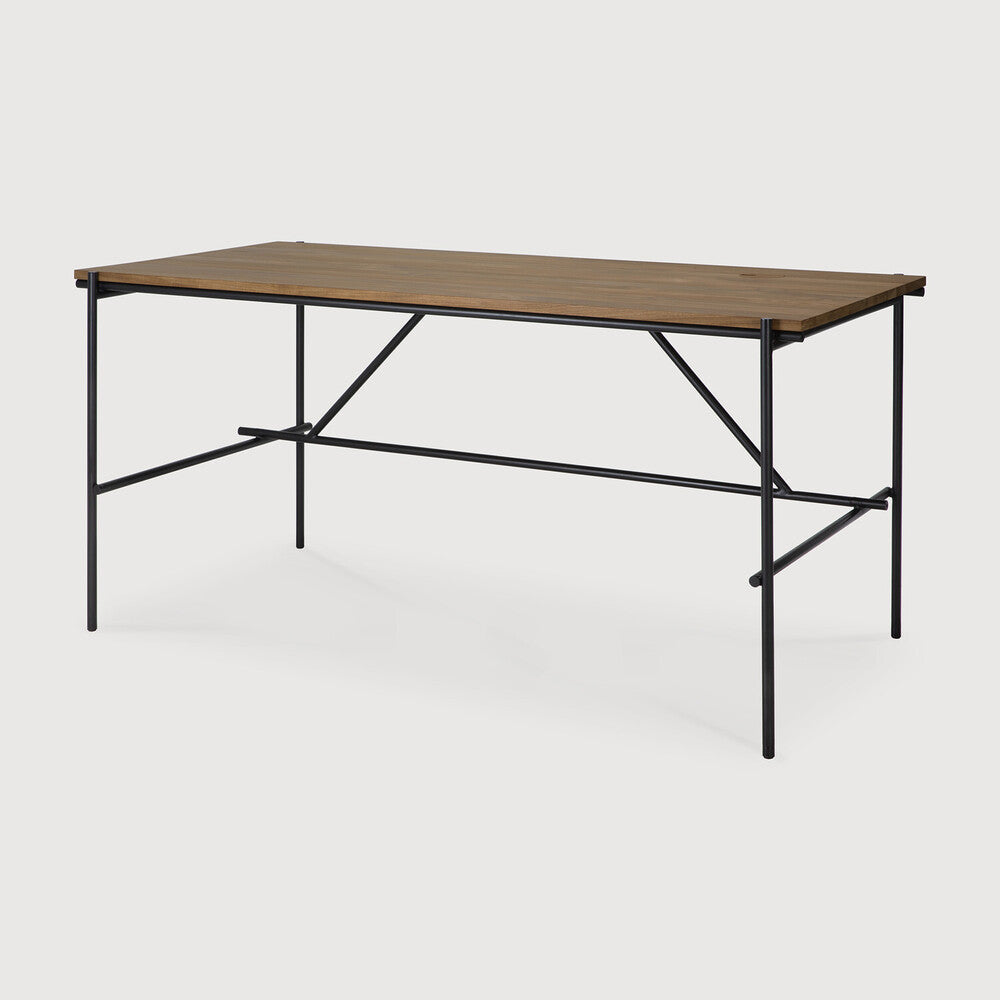 be home Oscar desk - teak - rectangular - with cable management