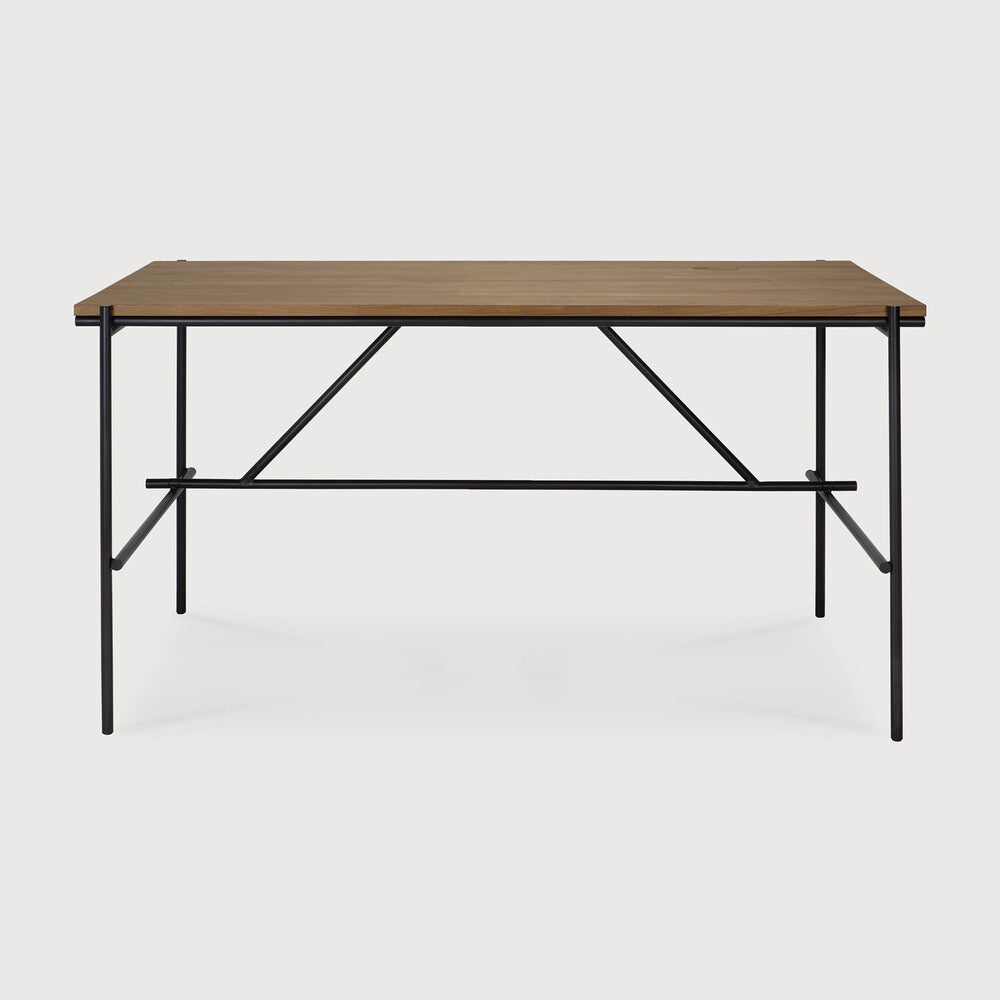 be home Oscar desk - teak - rectangular - with cable management