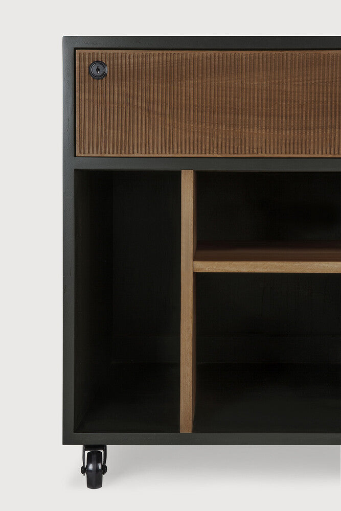 Be Home Oscar Drawer Unit - Varnished Teak - Black - 1 Drawer - With Keylock