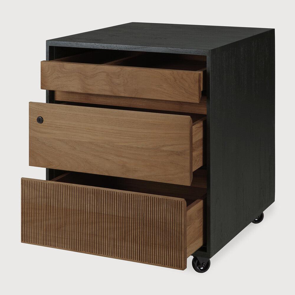 Be Home Oscar Drawer Unit - Varnished Teak - Black - 3 Drawers - With Keylock