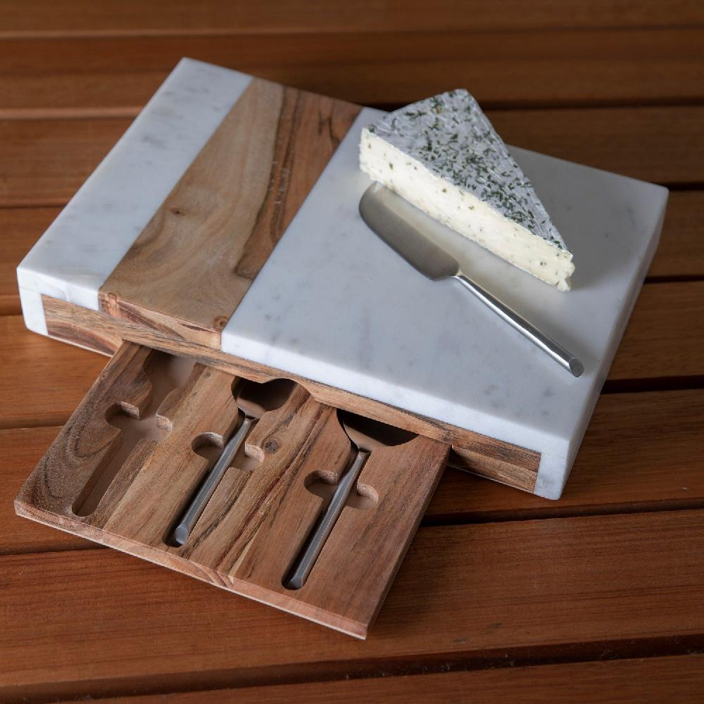Be Home Pavia Pocket Drawer Board With Matte Stainless Cheese Set