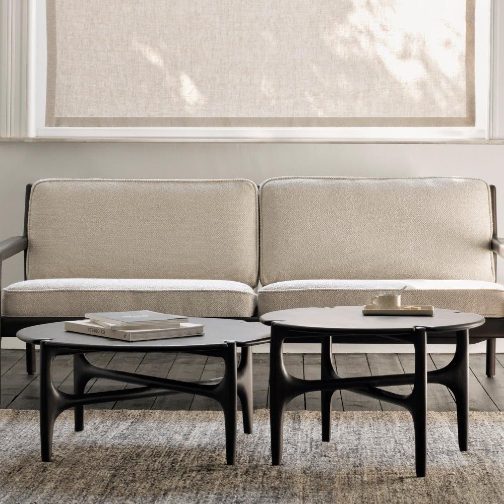 be home PI coffee table - varnished mahogany - dark brown - round