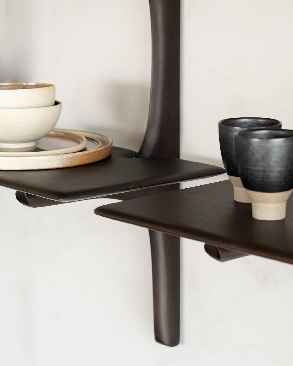 Be Home PI Wall Shelf - Varnished Mahogany - Dark Brown - 5 Shelves