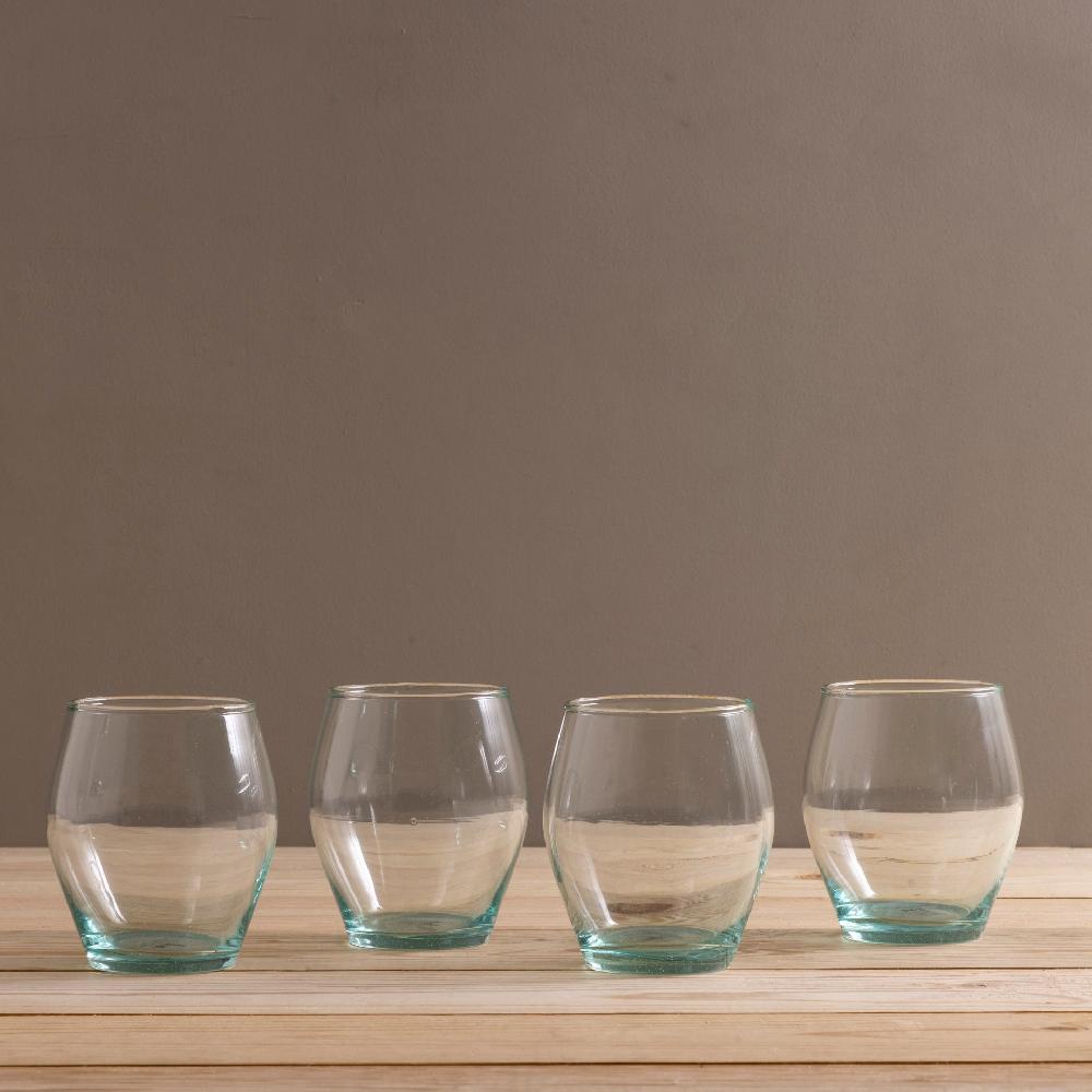 be home Premium Recycled Stemless Tulip Glass Set of 4