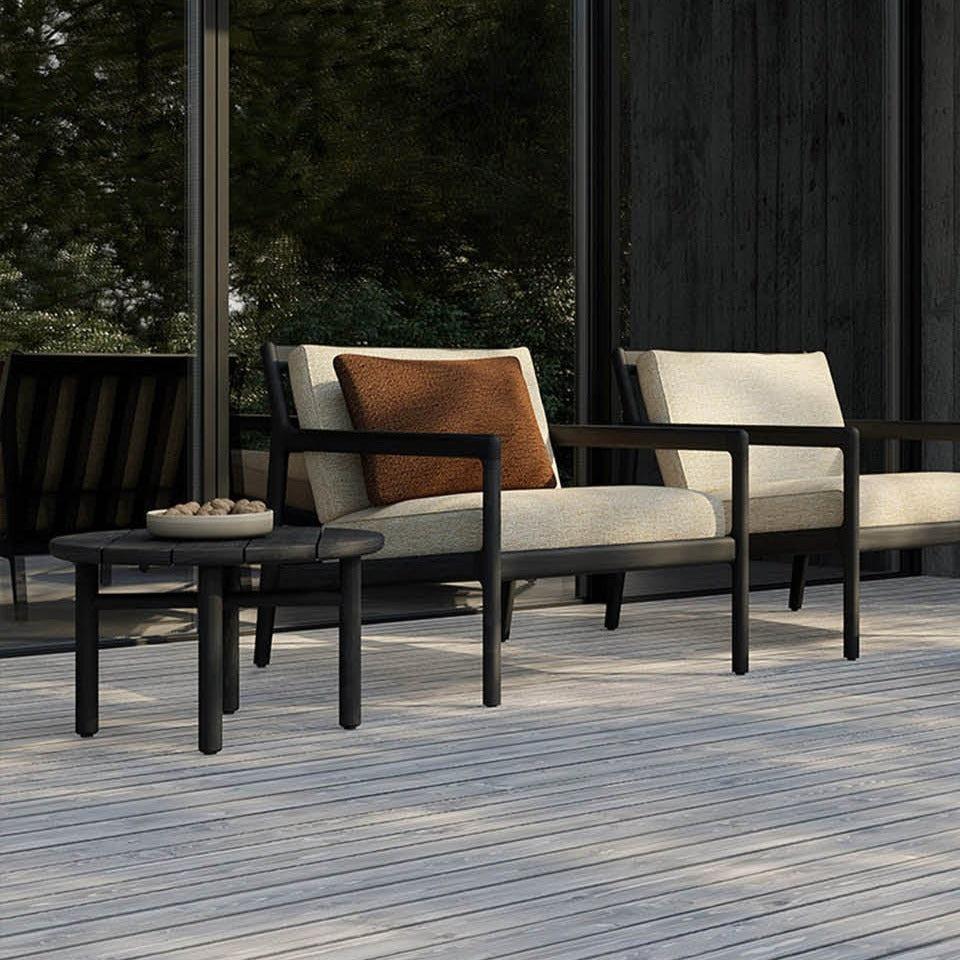 be home Quatro Solid Black Teak Outdoor Coffee Table 27"