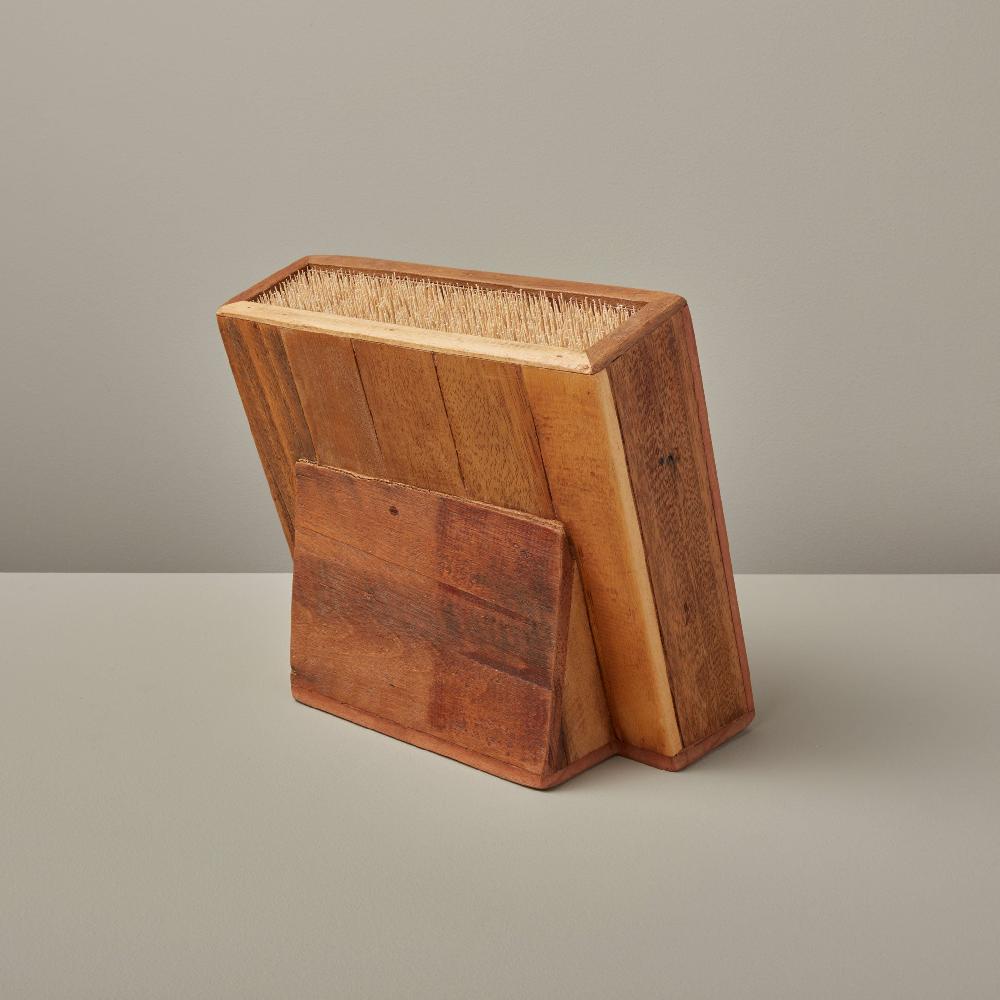 be home Reclaimed Wood Angled Rectangular Knife Block