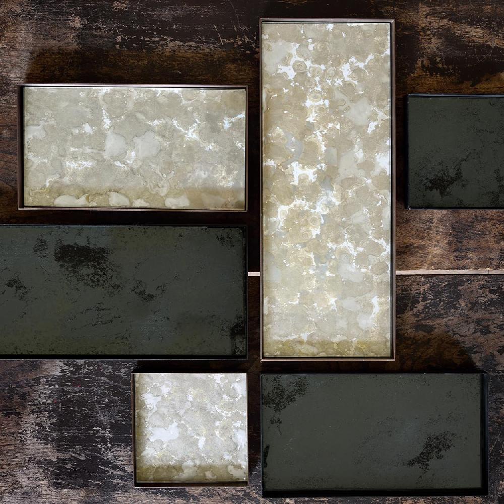 Be Home Rectangular Charcoal Aged Mirror Valet Tray Large