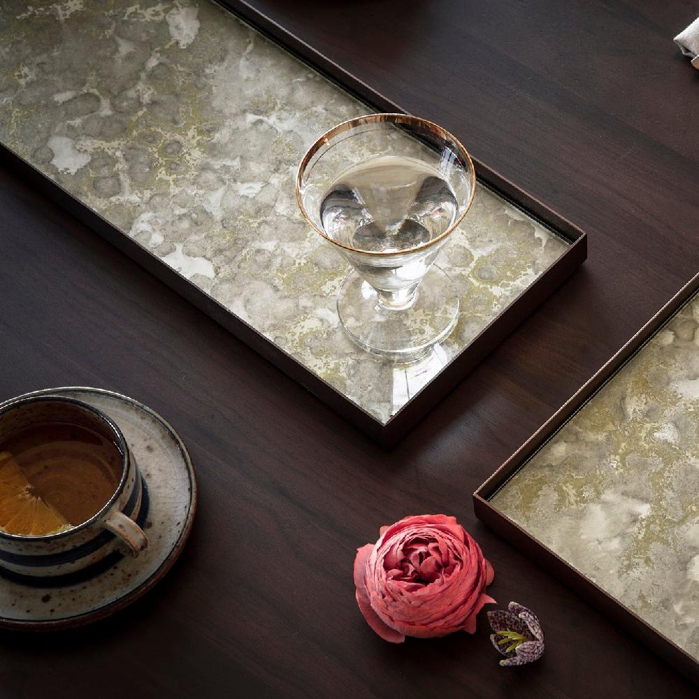 Be Home Rectangular Fossil Glass Organic Valet Tray Large