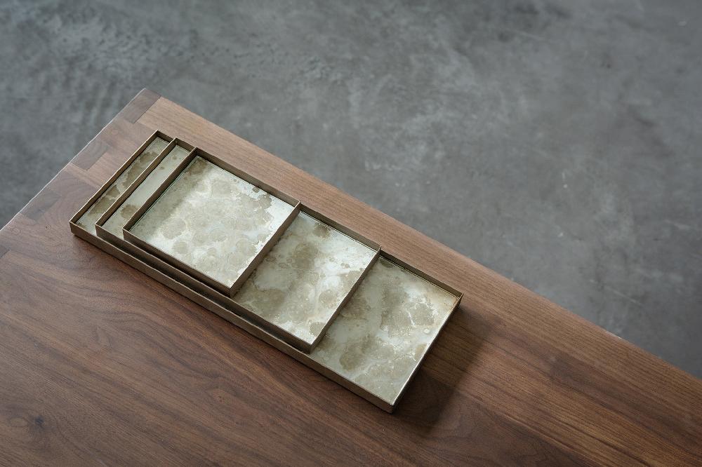Be Home Rectangular Fossil Glass Organic Valet Tray Large