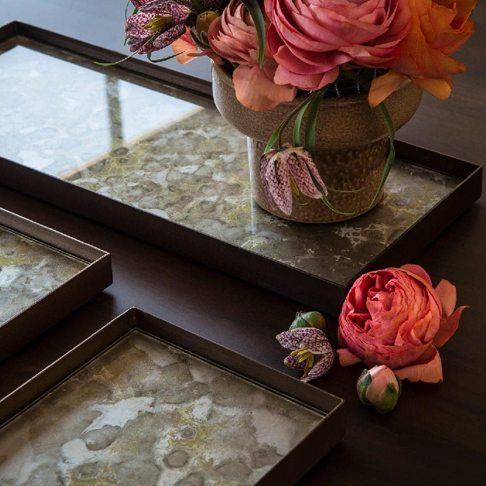 be home Rectangular Fossil Glass Organic Valet Tray Large