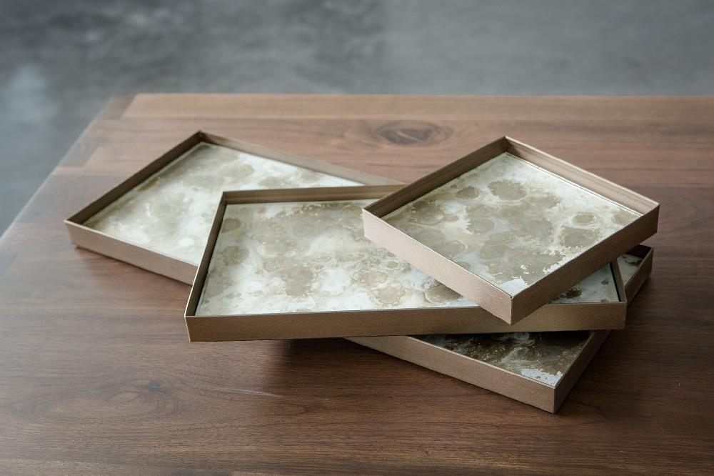 Be Home Rectangular Fossil Glass Organic Valet Tray Medium