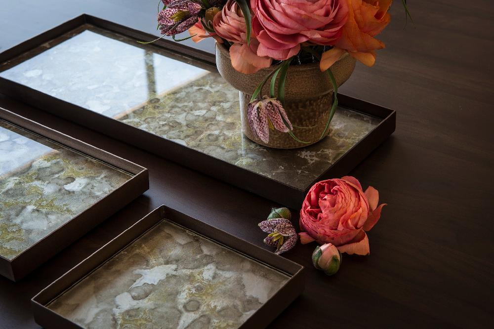 Be Home Rectangular Fossil Glass Organic Valet Tray Medium