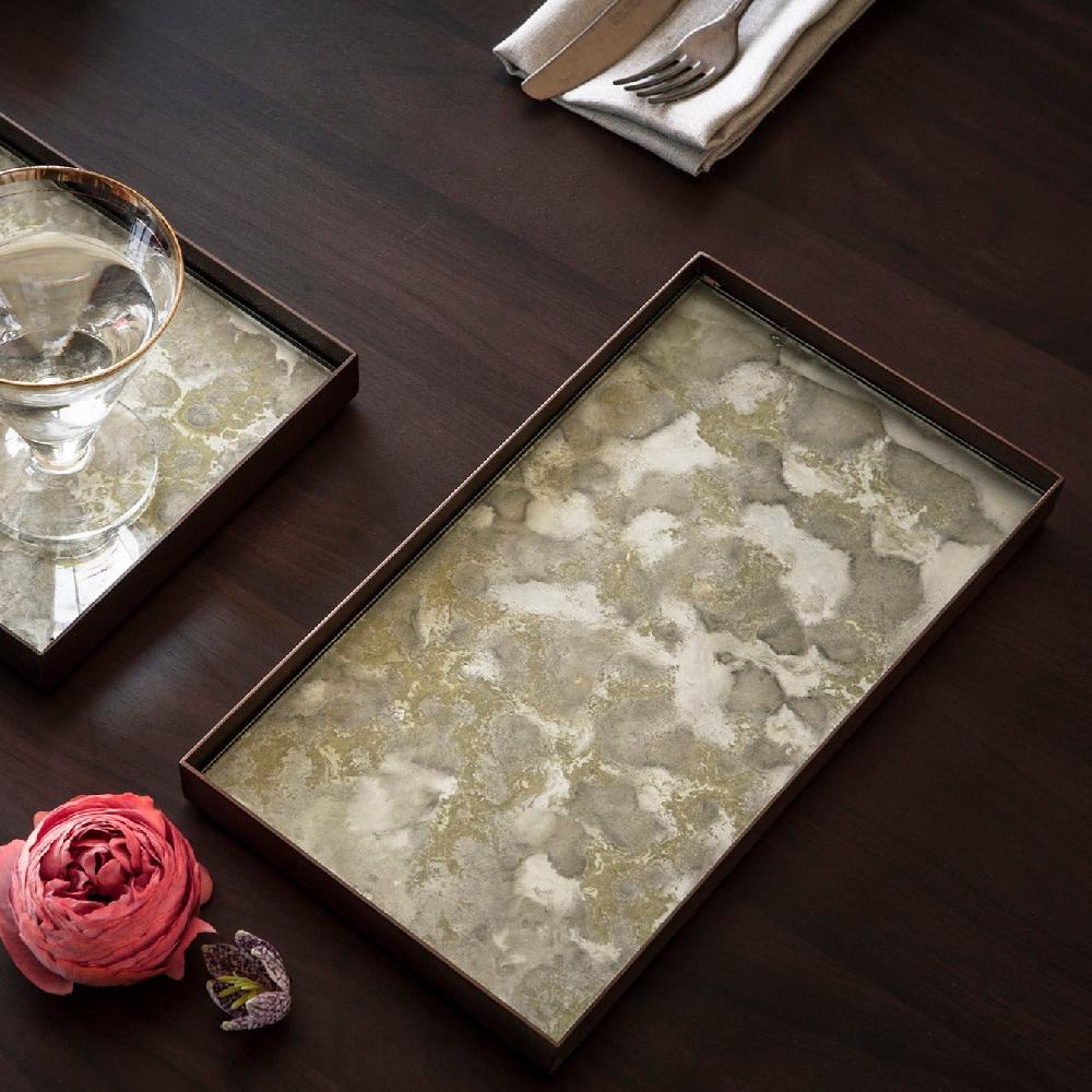 be home Rectangular Fossil Glass Organic Valet Tray Medium