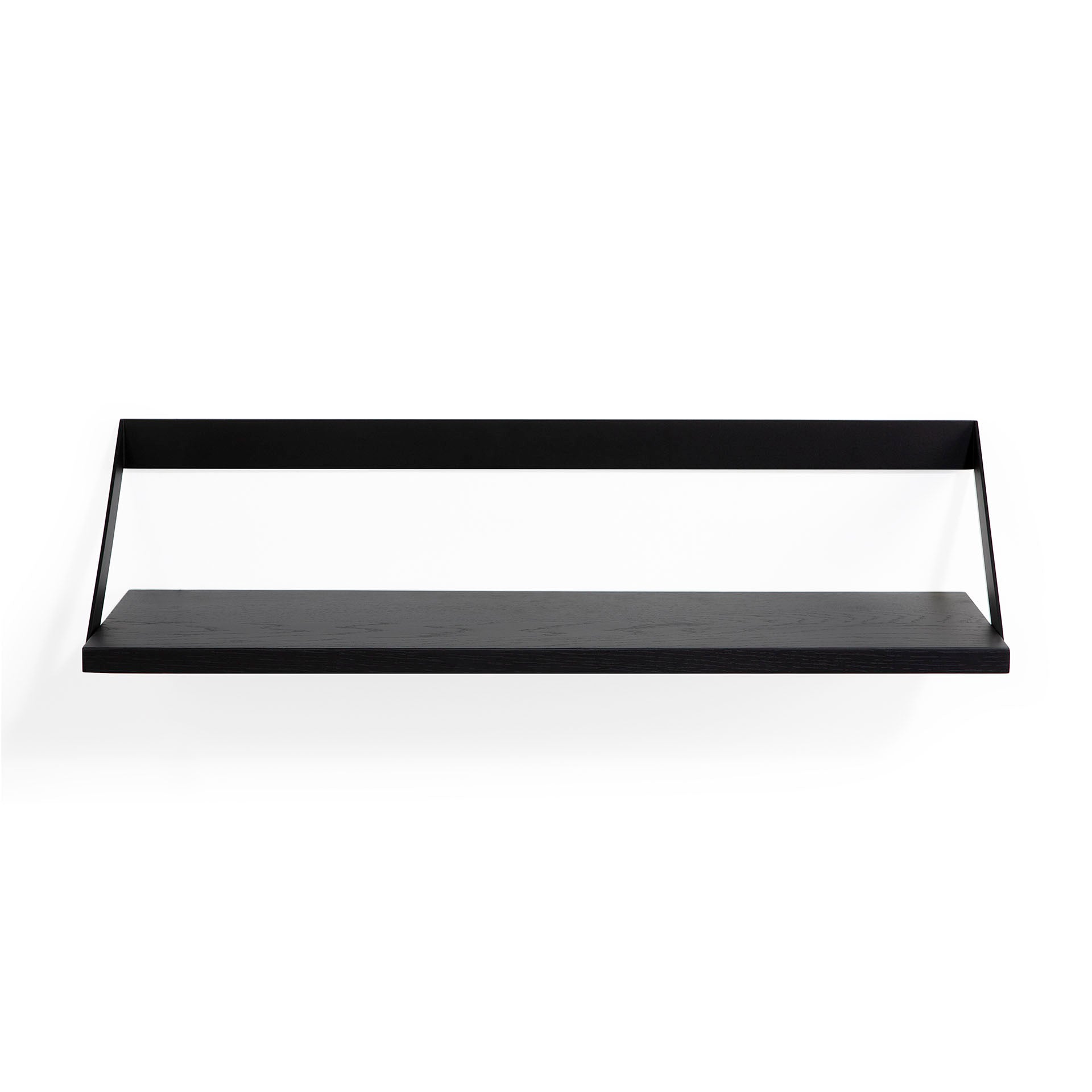 Be Home Ribbon Solid Black Oak Shelf With Black Metal 27.5"
