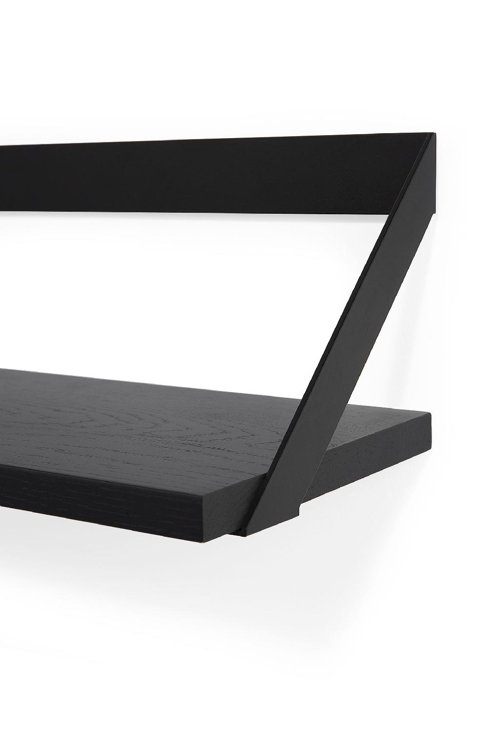 Be Home Ribbon Solid Black Oak Shelf With Black Metal 27.5"
