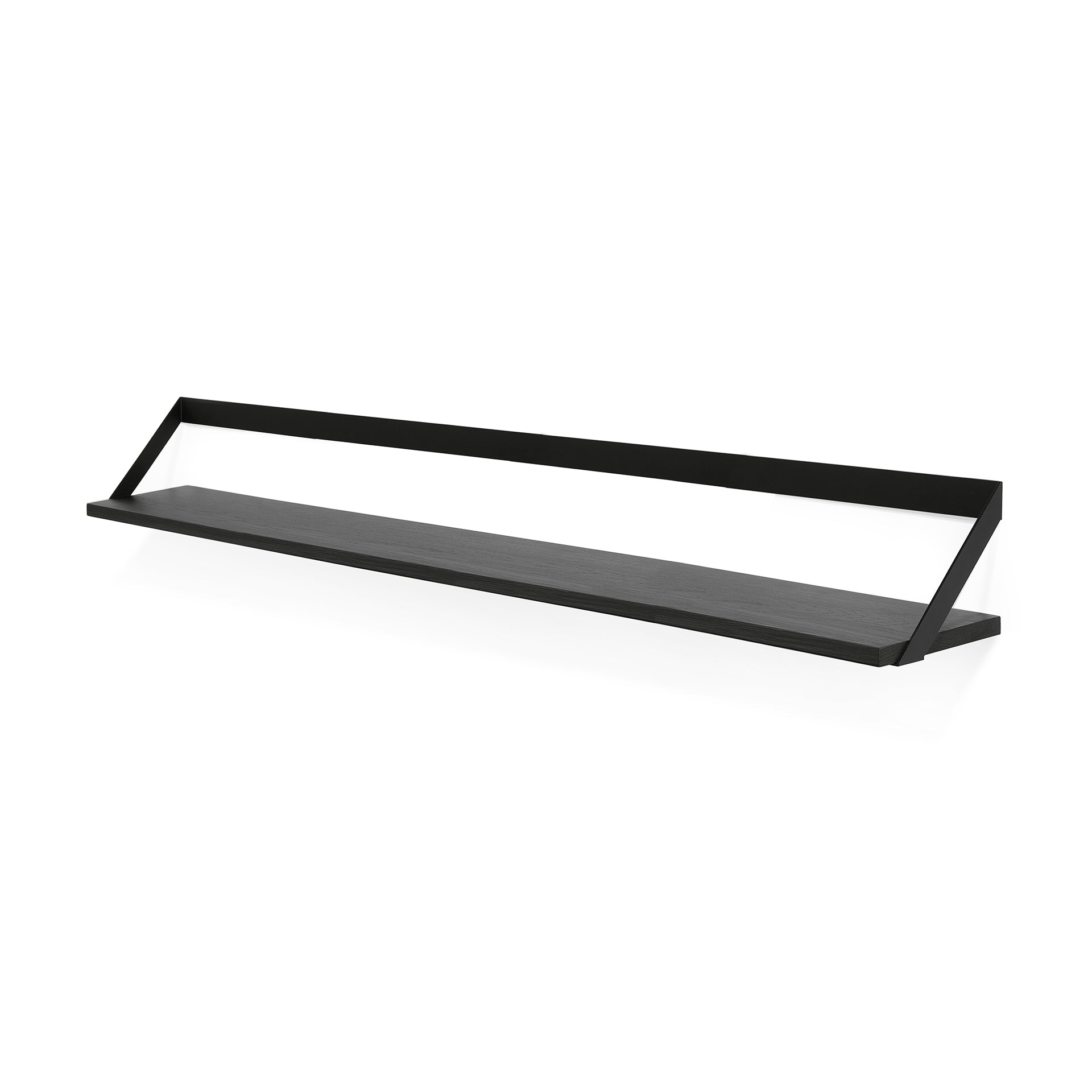 Be Home Ribbon Solid Black Oak Shelf With Black Metal 55"