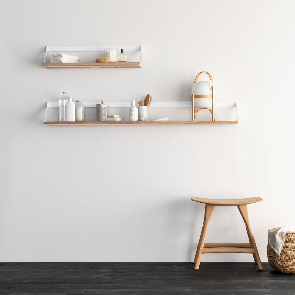 be home Ribbon Solid Oak Shelf with White Metal 27.5"