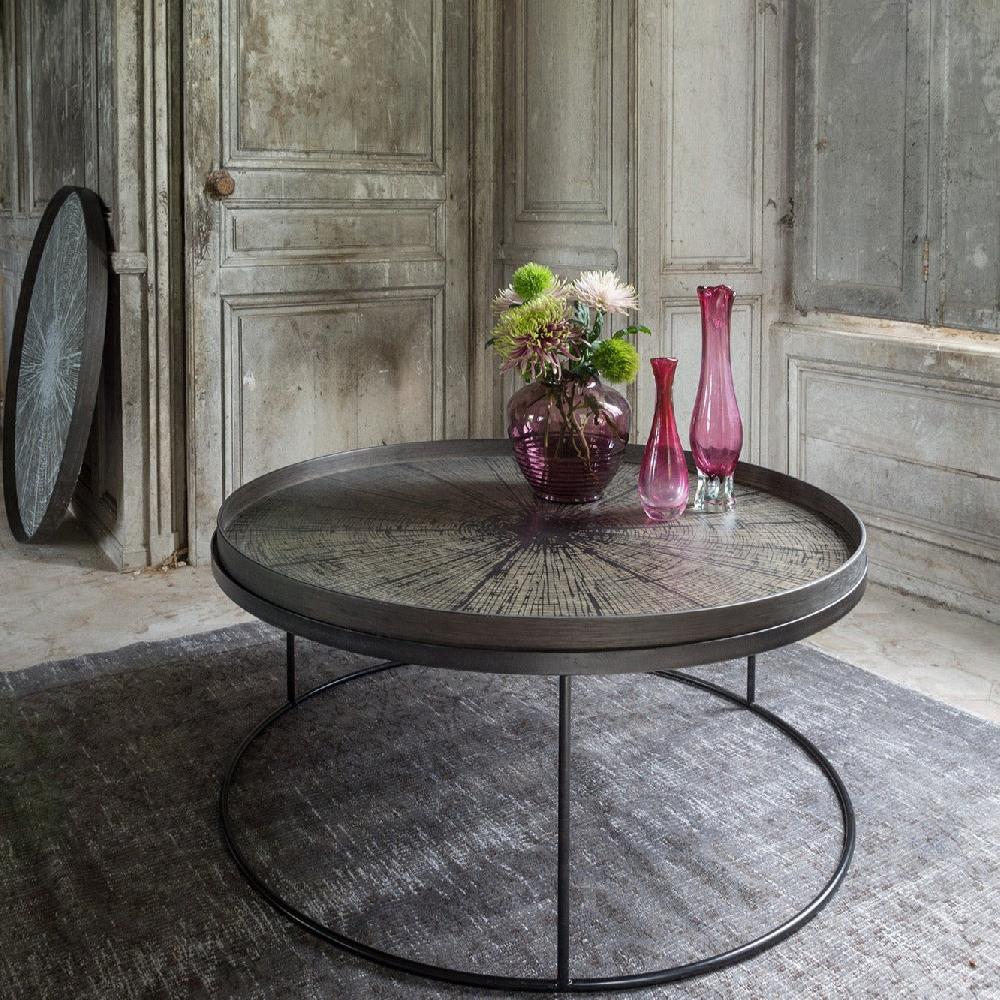 Be Home Round Black Slice Varnished Wood Tray Extra Large