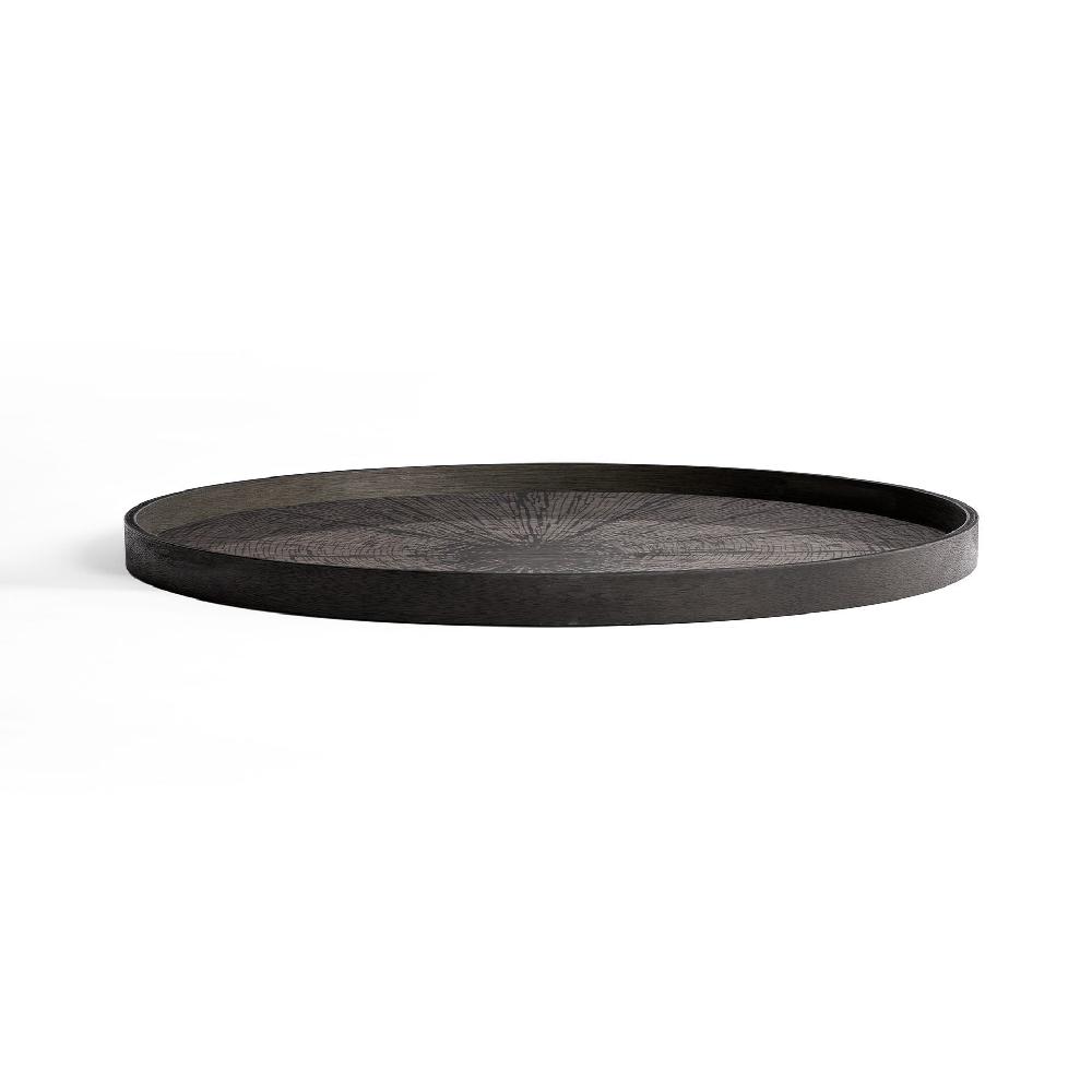 Be Home Round Black Slice Varnished Wood Tray Extra Large
