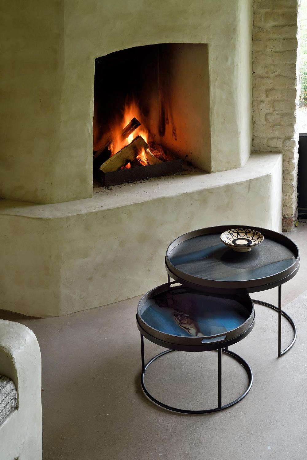 Be Home Round Tray Coffee Table Set S & L (Trays Not Included)