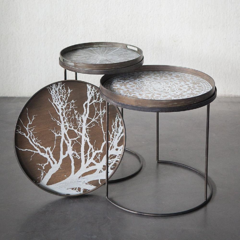 be home Round Tray Side Tables Set of 2 (Trays Not Included)