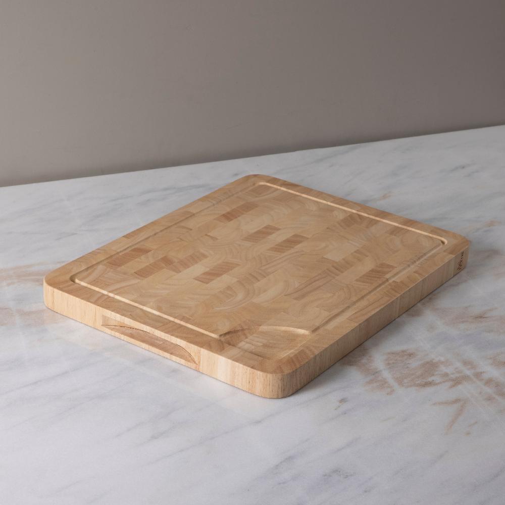 Be Home Rubberwood End Grain Rectangular Cutting Board Medium