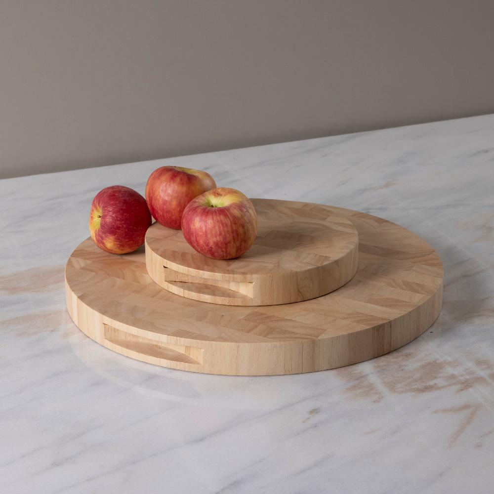 Be Home Rubberwood End Grain Round Cutting Board Small