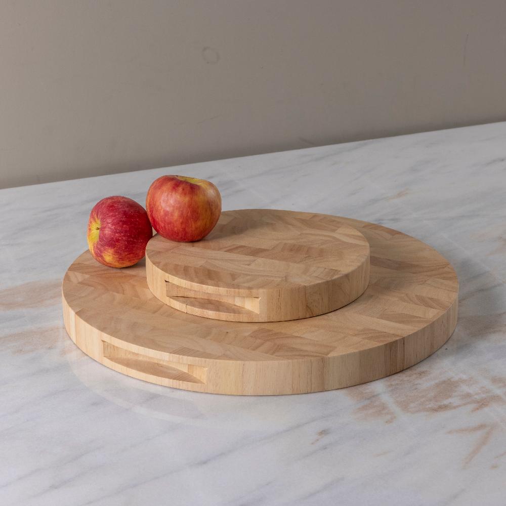 Be Home Rubberwood End Grain Round Cutting Board Small